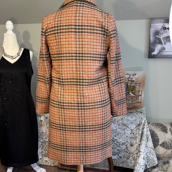 On Trend! Chartou Double-Breasted Plaid Pea Coat Like New Size M - Picture 4 of 8